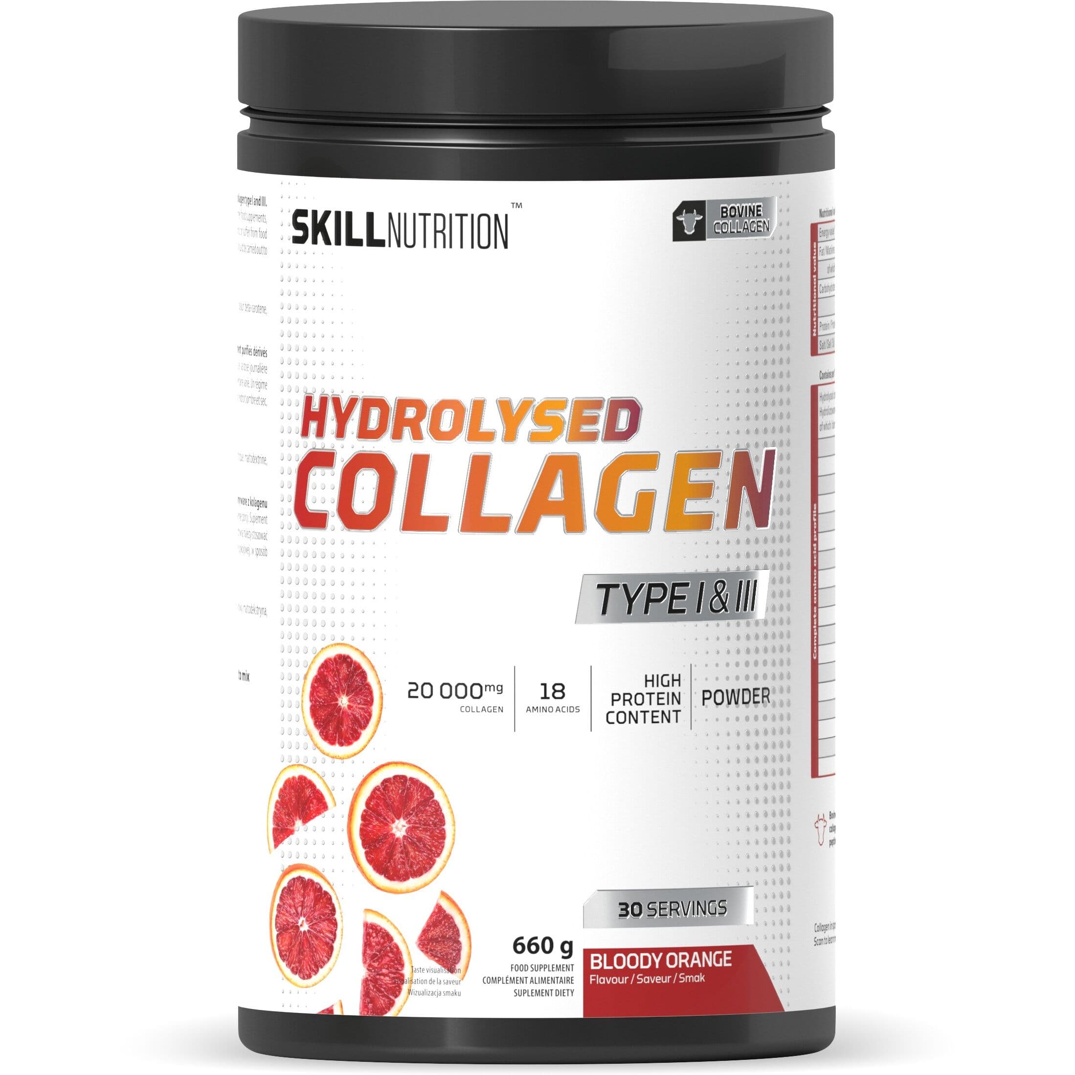 Hydrolysed Collagen Type I & III, Bloody orange – 660g