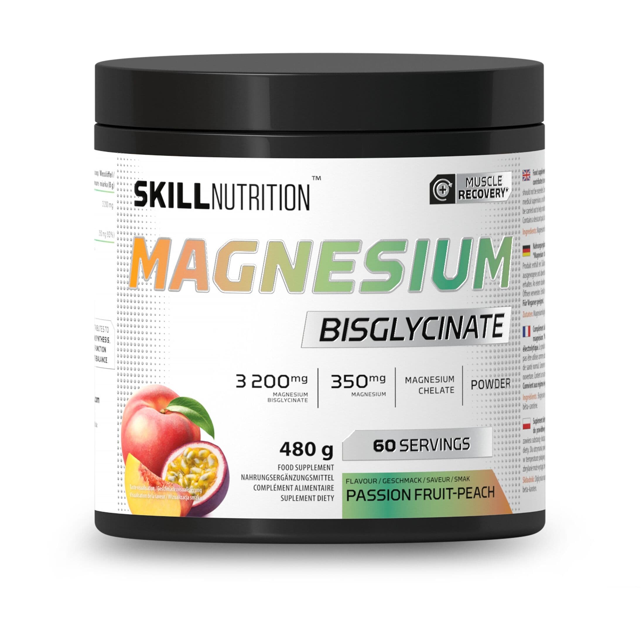 Magnesium Bisglycinate, Passion Fruit-Peach – 480g