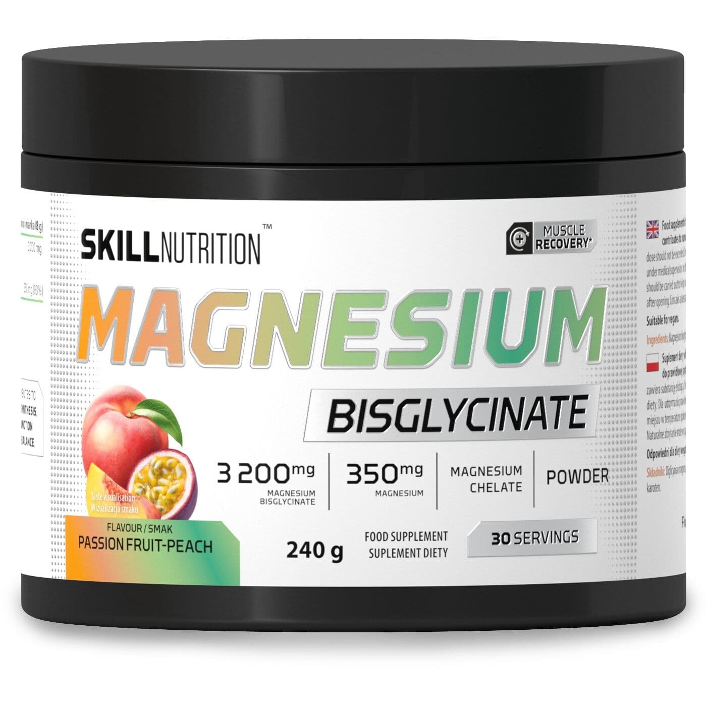 Magnesium Bisglycinate, Passion Fruit-Peach – 240g