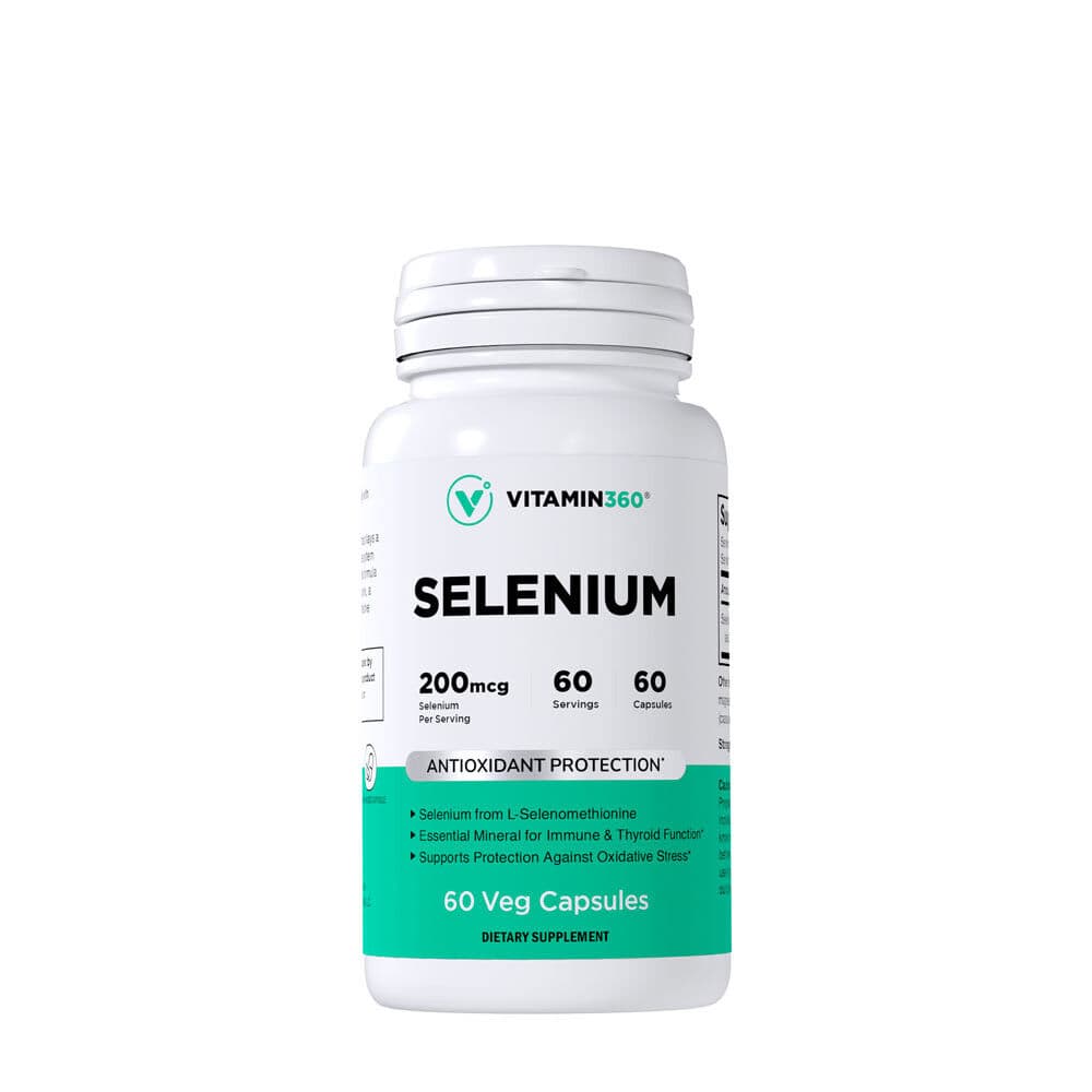 Vitamin360 Selenium 200 mcg – L-selenomethionine, Thyroid Health (60 Veg Capsules)