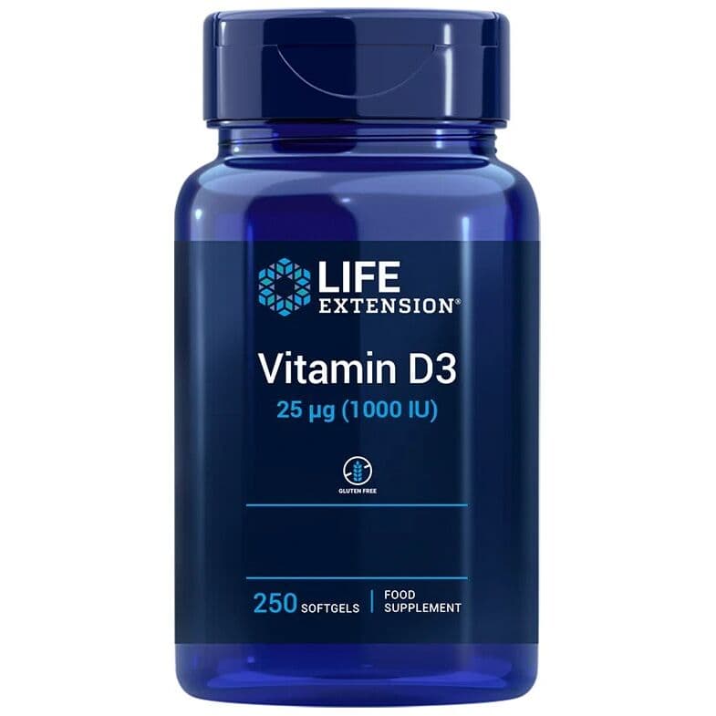 LIFE EXTENSION Vitamin D3, 1000 IU, 25 mcg, EU version (250 caps)