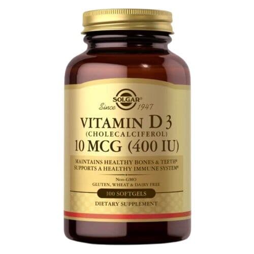 SOLGAR Vitamin D3 (Cholecalciferol) 10 mcg (400 IU) - 100 Softgels