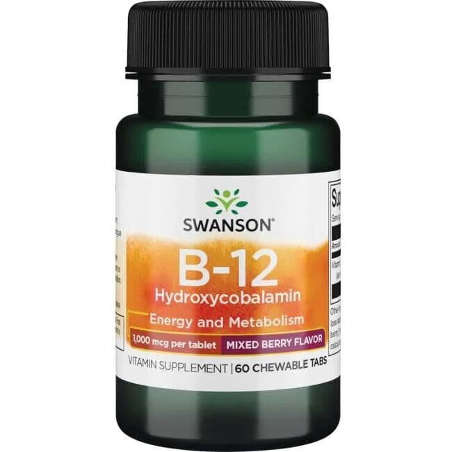 B-12 Hydroxycobalamin, 1000mcg – 60 chewable tablets