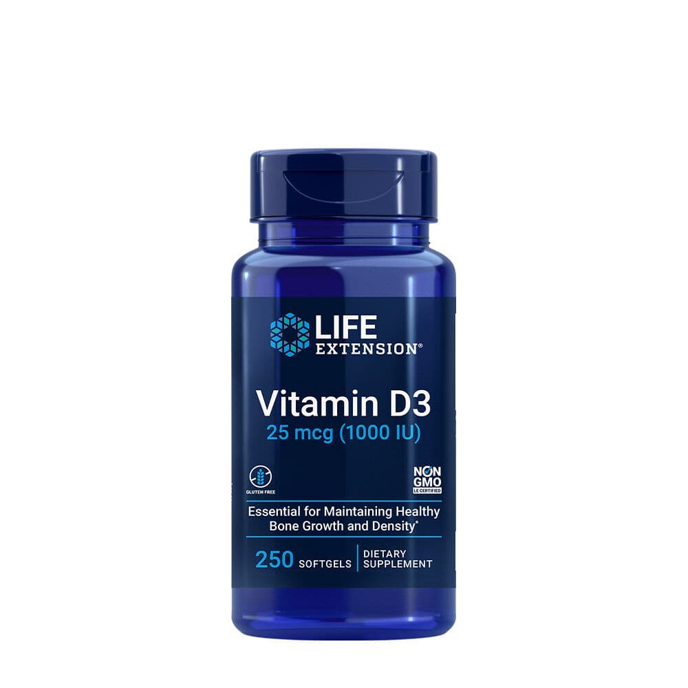 Life Extension - Vitamin D3 25 mcg (1000 IU) (250 bløde kapsler)
