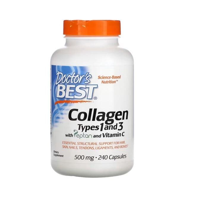 Collagen Types 1 and 3 with Peptan and Vitamin C, 500mg – 240 caps