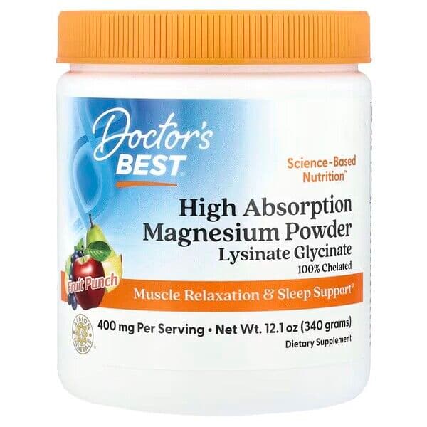 High Absorption Magnesium Powder, Fruit Punch – 340g