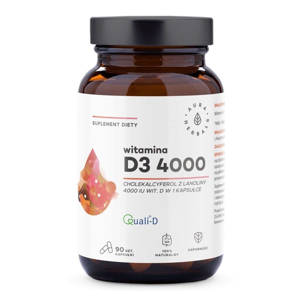 AURA HERBALS Vitamin D3, 4000 IU, 100 mcg (90 kapsler)