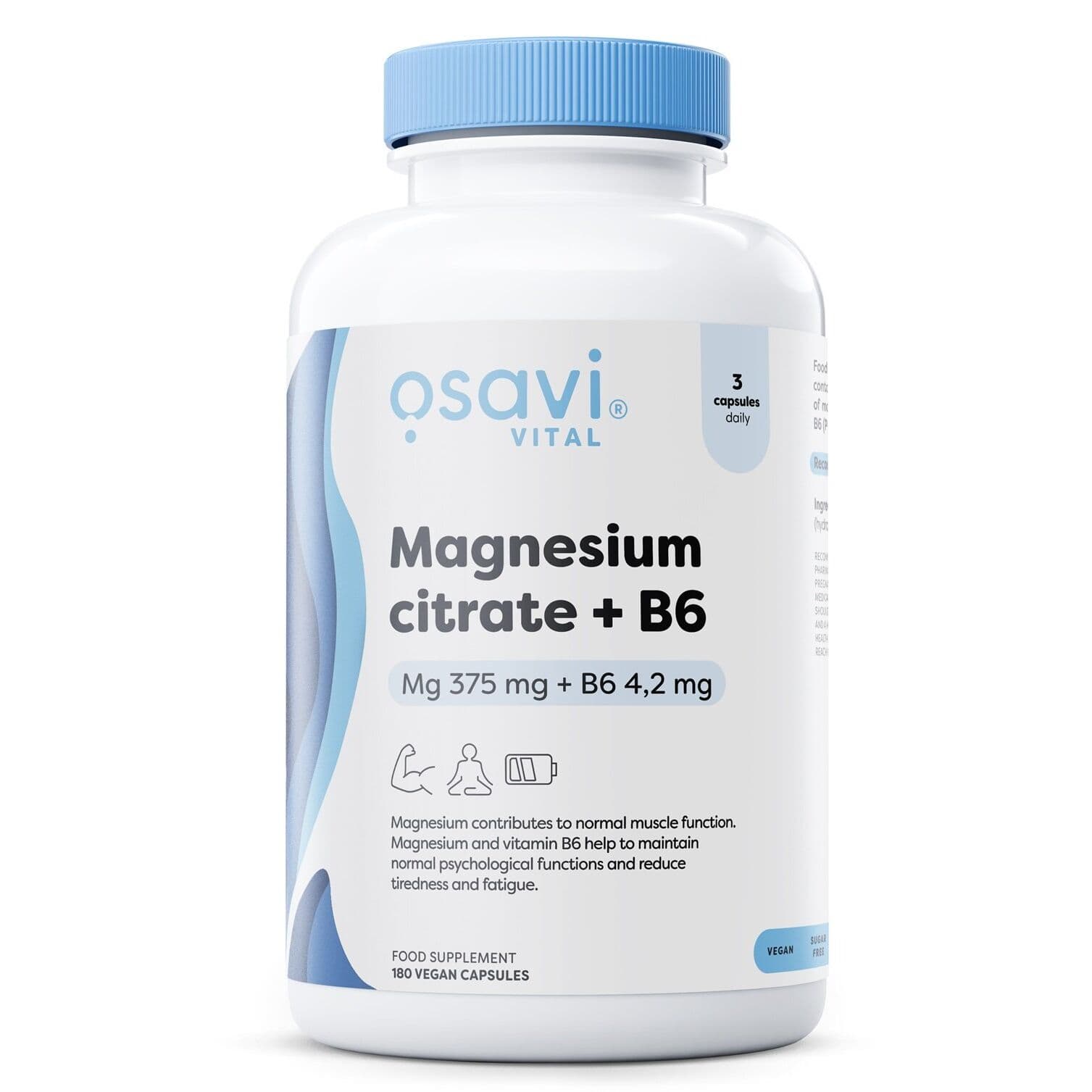 Magnesium Citrate + B6, 375mg + 4.2mg – 180 vcaps