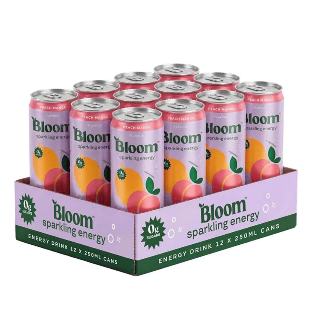 Bloom – Sparkling Energy, Peach Mango – 12 x 250ml