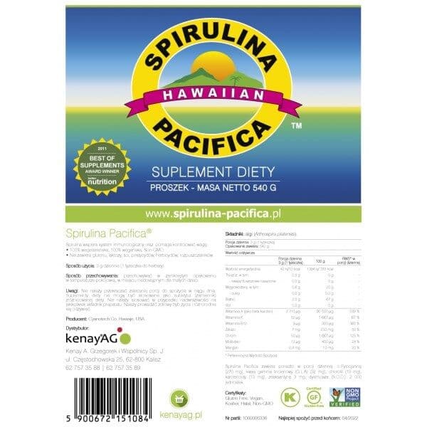 KENAY Spirulina Pacifica Powder (540 g / 19.048 oz.)