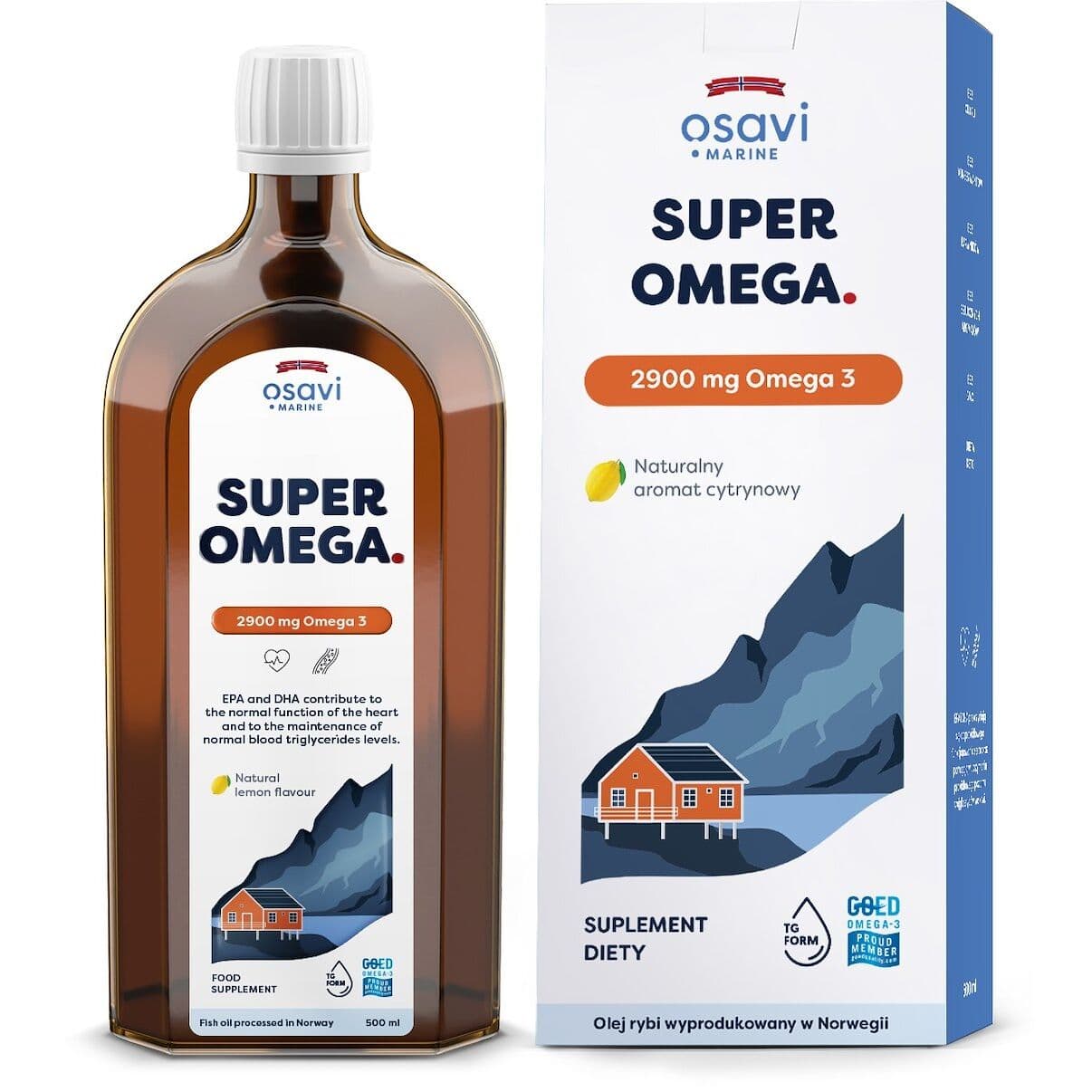 OSAVI Super Omega, 2900 mg, natural lemon flavour (500ml / 16.9 fl. oz.)