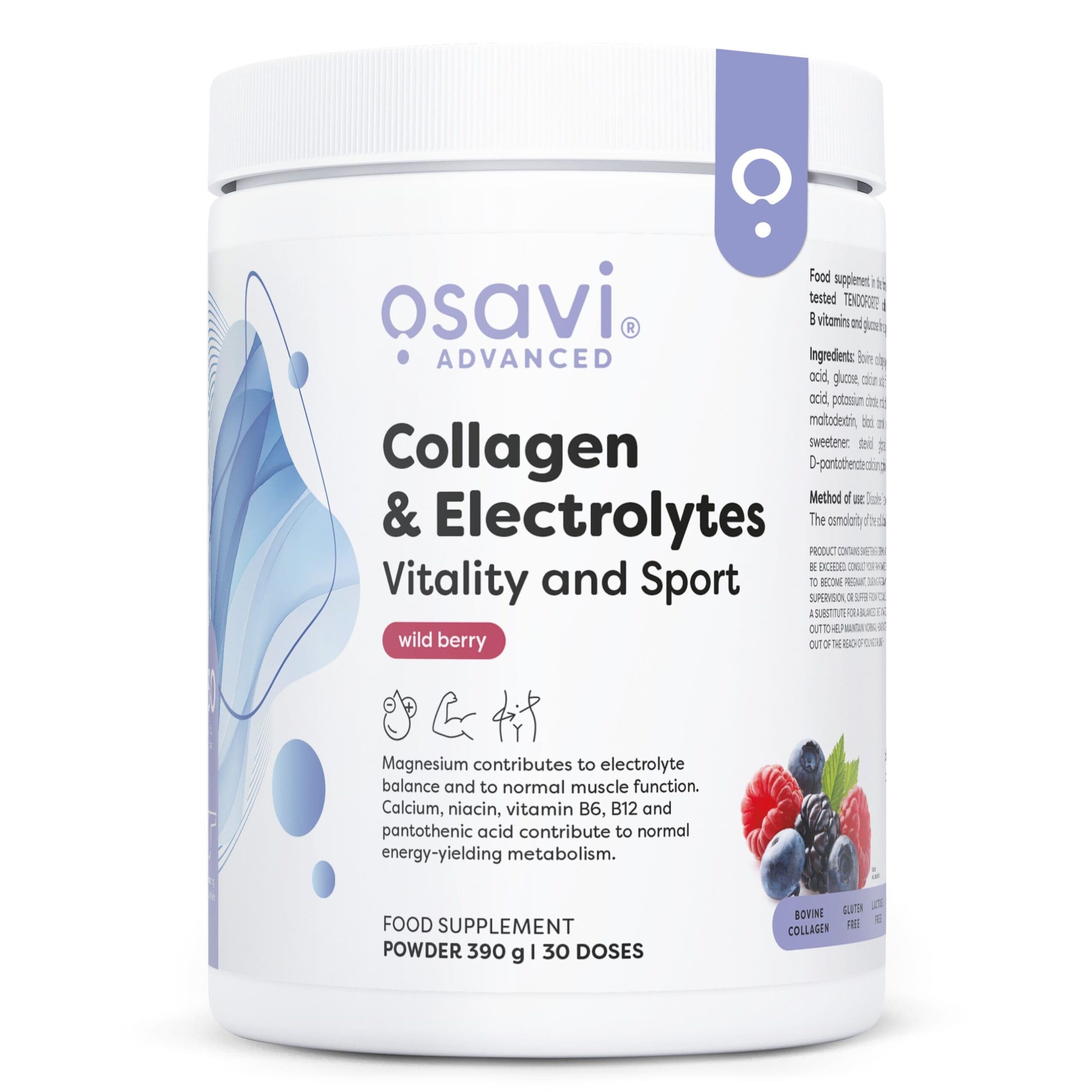 Collagen Electrolytes Vitality and Sport, Wild Berry – 390g