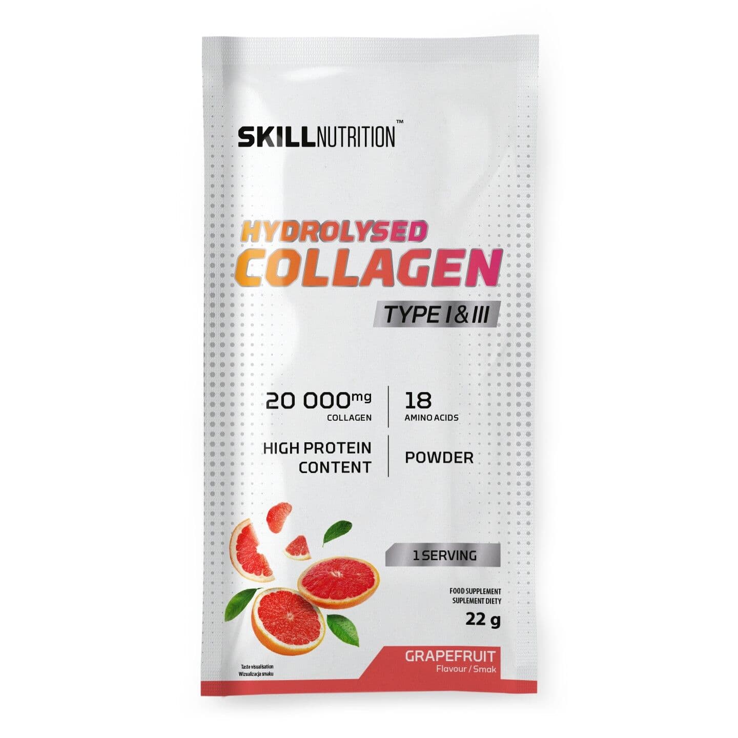 Hydrolysed Collagen Type I & III, Grapefruit – 22g (1 serving)