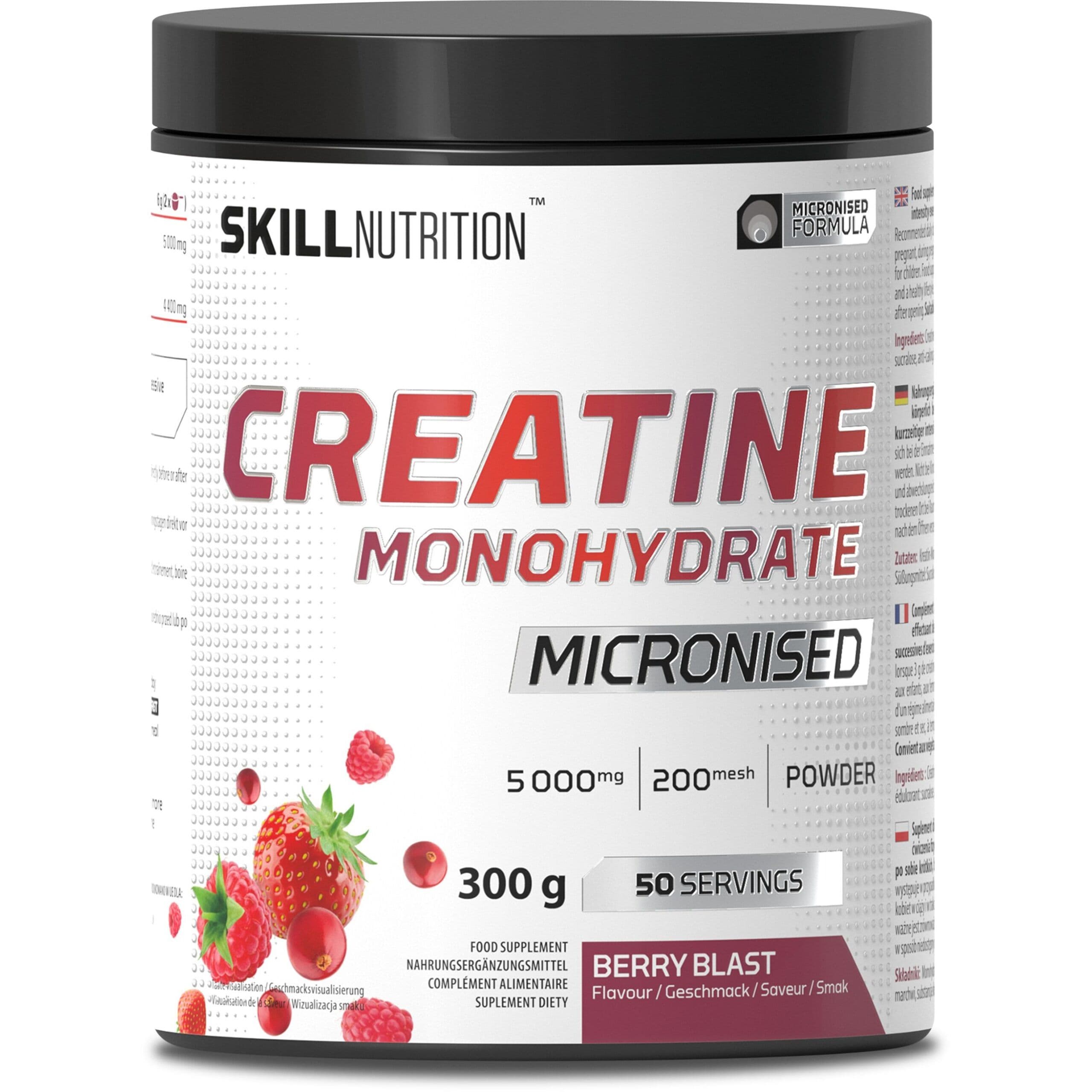 Skill Nutrition – Micronised Creatine Monohydrate Flavoured, Berry Blast – 300g